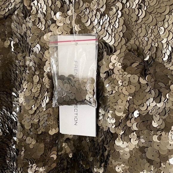 NWT $270 French Connection Sleeveless Bronze Sequin Cocktail Mini Dress Size 10 - Picture 3 of 7